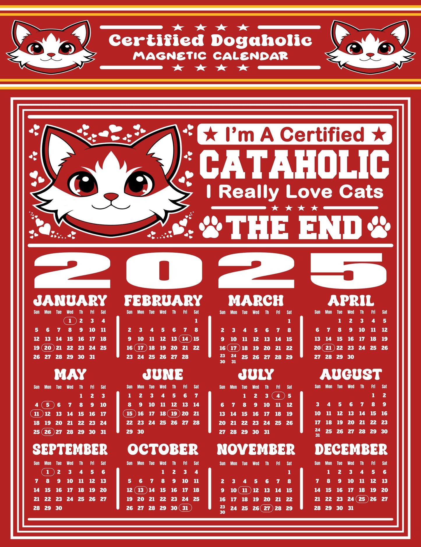 Certified Cataholic Magnetic Calendar