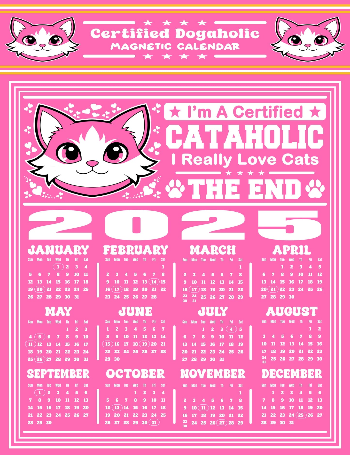 Certified Cataholic Magnetic Calendar